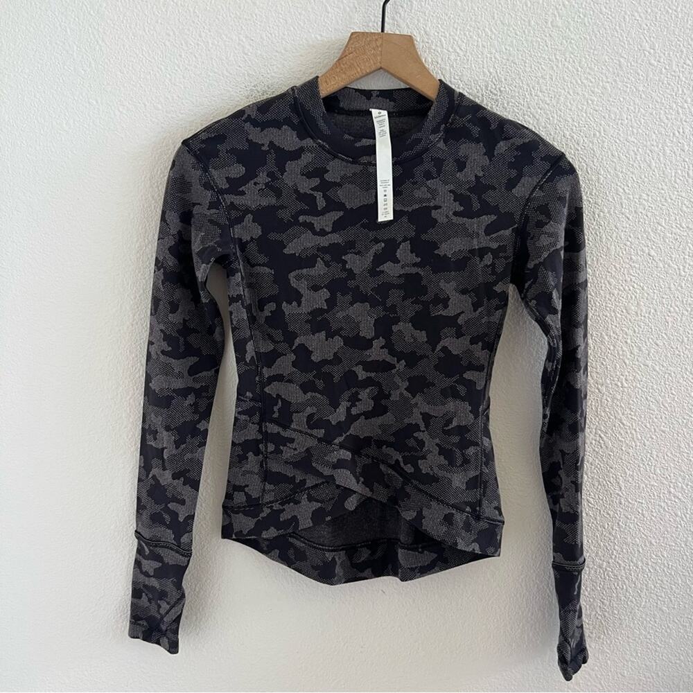 Lululemon Close to Crossing Long Sleeve Black Gray Camo 2